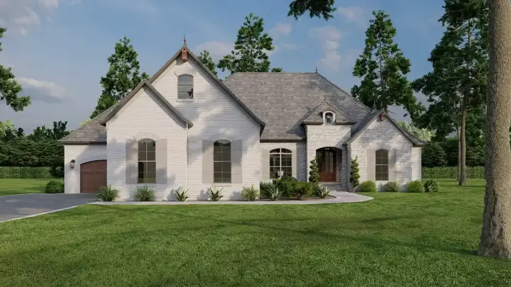 European house plans 12-1367 - front exterior, 2,428 sq ft, 3 bed, 2 bath house plans | Monster House Plans