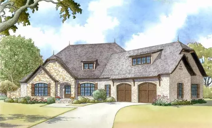 European house plans 12-1370 - front exterior, 2,647 sq ft, 4 bed, 2 bath house plans | Monster House Plans