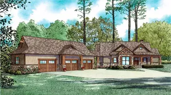Mountain Rustic house plans 12-1383 - front exterior, 3,734 sq ft, 4 bed, 4 bath house plans | Monster House Plans