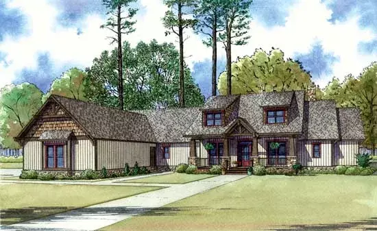 Bungalow house plans 12-1396 - front exterior, 3,101 sq ft, 4 bed, 3 bath house plans | Monster House Plans