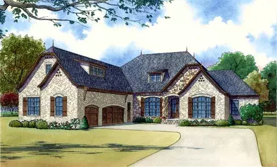 French Country house plans 12-1398 - front exterior, 2,849 sq ft, 4 bed, 4 bath house plans | Monster House Plans