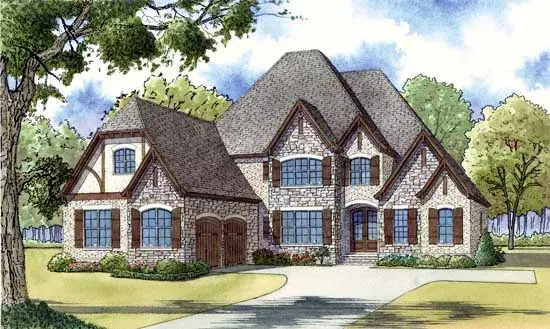 European house plans 12-1412 - front exterior, 3,213 sq ft, 4 bed, 3 bath house plans | Monster House Plans