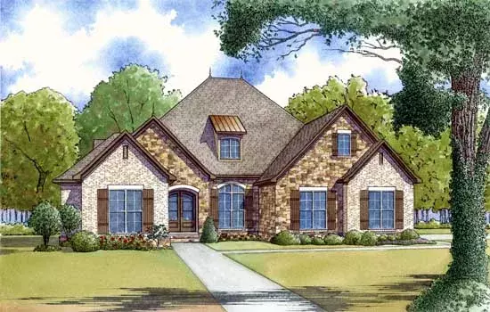 Traditional house plans 12-1417 - front exterior, 2,640 sq ft, 4 bed, 3 bath house plans | Monster House Plans