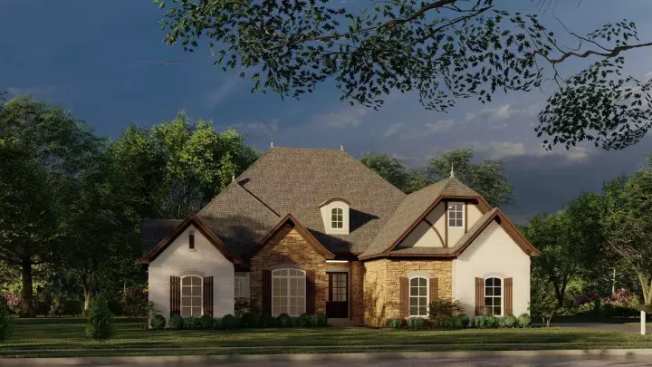 English Country house plans 12-1418 - front exterior, 2,071 sq ft, 4 bed, 3 bath house plans | Monster House Plans