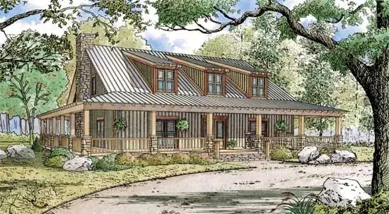 Country house plans 12-1419 - front exterior, 3,380 sq ft, 4 bed, 3 bath house plans | Monster House Plans