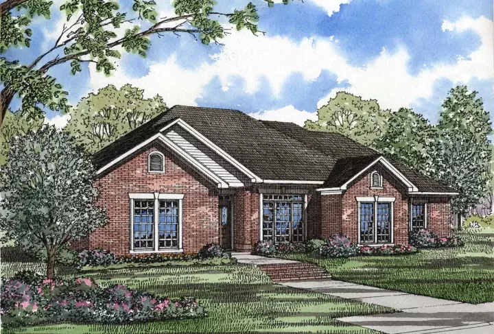 Traditional house plans 12-142 - front exterior, 2,034 sq ft, 4 bed, 2 bath house plans | Monster House Plans