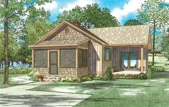 Country house plans 12-1422 - front exterior, 859 sq ft, 2 bed, 1 bath house plans | Monster House Plans