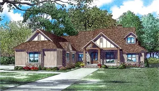 Country house plans 12-1423 - front exterior, 4,347 sq ft, 5 bed, 5 bath house plans | Monster House Plans