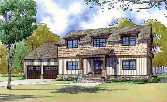 Shingle house plans 12-1428 - front exterior, 2,245 sq ft, 3 bed, 2 bath house plans | Monster House Plans