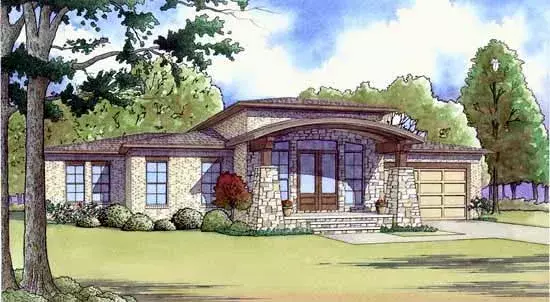 Modern house plans 12-1430 - front exterior, 2,506 sq ft, 4 bed, 3 bath house plans | Monster House Plans