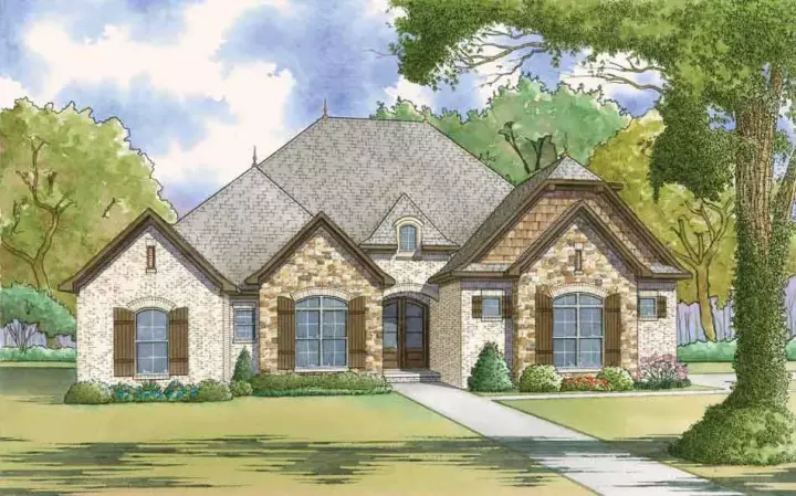 European house plans 12-1432 - front exterior, 2,126 sq ft, 4 bed, 3 bath house plans | Monster House Plans
