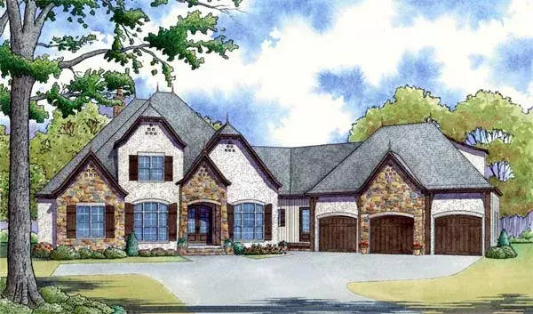 French Country house plans 12-1433 - front exterior, 3,119 sq ft, 4 bed, 3 bath house plans | Monster House Plans