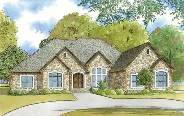European house plans 12-1439 - front exterior, 3,765 sq ft, 3 bed, 3 bath house plans | Monster House Plans
