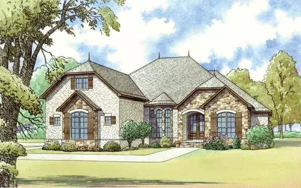French Country house plans 12-1441 - front exterior, 2,275 sq ft, 3 bed, 2 bath house plans | Monster House Plans