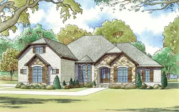 French Country house plans 12-1442 - front exterior, 2,538 sq ft, 4 bed, 3 bath house plans | Monster House Plans