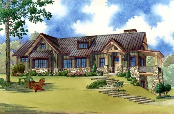 Mountain Rustic house plans 12-1443 - front exterior, 2,310 sq ft, 3 bed, 3 bath house plans | Monster House Plans