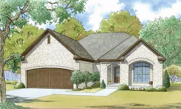 Mediterranean house plans 12-1444 - front exterior, 1,417 sq ft, 3 bed, 2 bath house plans | Monster House Plans