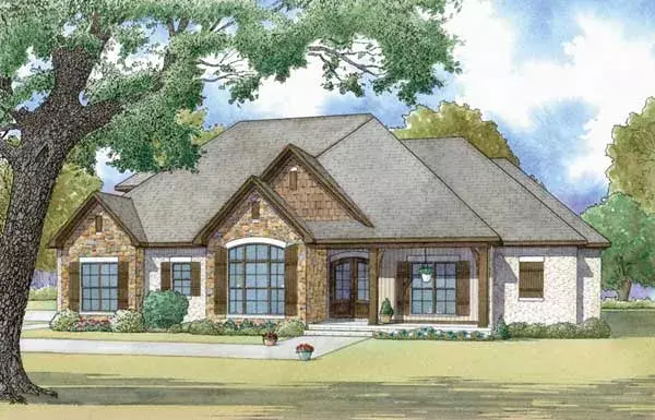 Traditional house plans 12-1449 - front exterior, 2,199 sq ft, 3 bed, 3 bath house plans | Monster House Plans