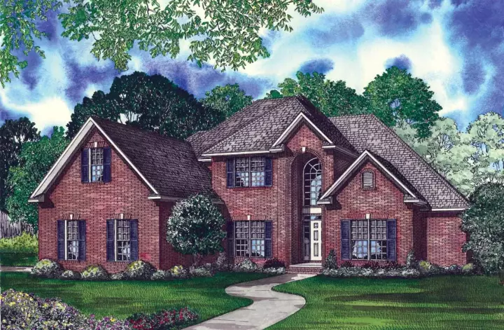 European house plans 12-145 - front exterior, 2,973 sq ft, 4 bed, 2 bath house plans | Monster House Plans