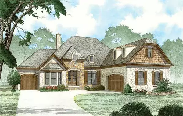 European house plans 12-1453 - front exterior, 2,381 sq ft, 3 bed, 2 bath house plans | Monster House Plans