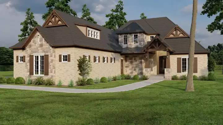 Mountain Rustic house plans 12-1454 - front exterior, 3,251 sq ft, 4 bed, 4 bath house plans | Monster House Plans