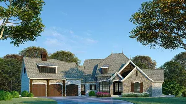 European house plans 12-1464 - front exterior, 4,275 sq ft, 3 bed, 3 bath house plans | Monster House Plans