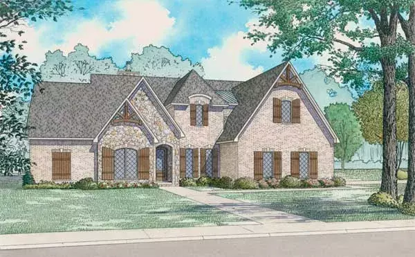 French Country house plans 12-1469 - front exterior, 2,399 sq ft, 3 bed, 3 bath house plans | Monster House Plans