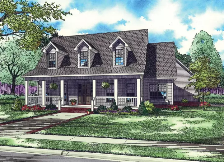 Country house plans 12-147 - front exterior, 2,025 sq ft, 3 bed, 2 bath house plans | Monster House Plans