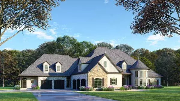 French Country house plans 12-1472 - front exterior, 5,106 sq ft, 6 bed, 6 bath house plans | Monster House Plans