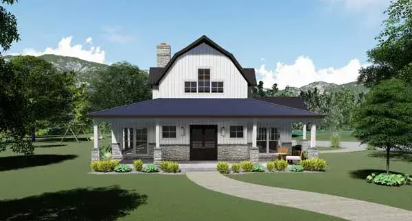 Farmhouse house plans 12-1506 - front exterior, 3,414 sq ft, 3 bed, 3 bath house plans | Monster House Plans