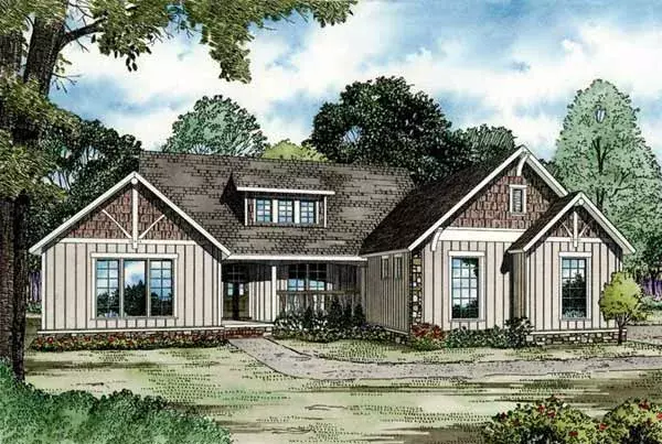 Craftsman house plans 12-1509 - front exterior, 3,016 sq ft, 4 bed, 3 bath house plans | Monster House Plans