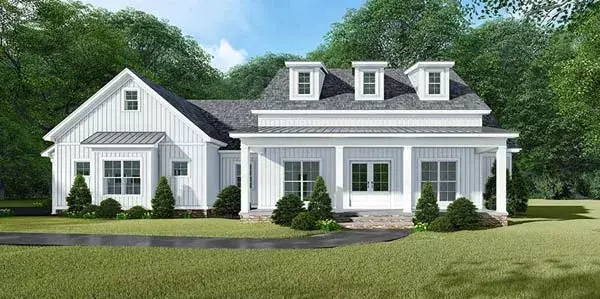 Modern Farmhouse house plans 12-1517 - front exterior, 2,031 sq ft, 3 bed, 2 bath house plans | Monster House Plans