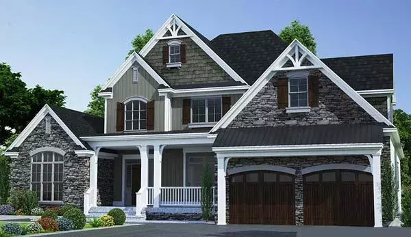 Craftsman house plans 12-1525 - front exterior, 2,683 sq ft, 3 bed, 4 bath house plans | Monster House Plans