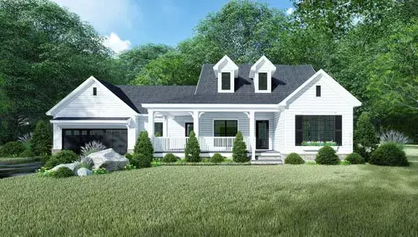 Modern Farmhouse house plans 12-1529 - front exterior, 1,813 sq ft, 3 bed, 2 bath house plans | Monster House Plans