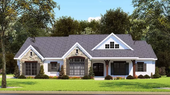 Modern Farmhouse house plans 12-1541 - front exterior, 2,112 sq ft, 3 bed, 2 bath house plans | Monster House Plans