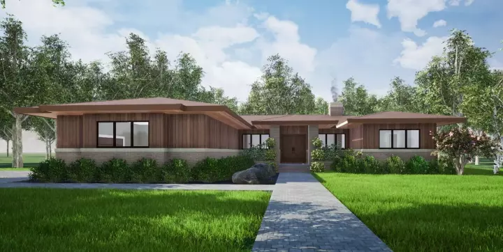 Modern house plans 12-1542 - front exterior, 2,344 sq ft, 3 bed, 2 bath house plans | Monster House Plans