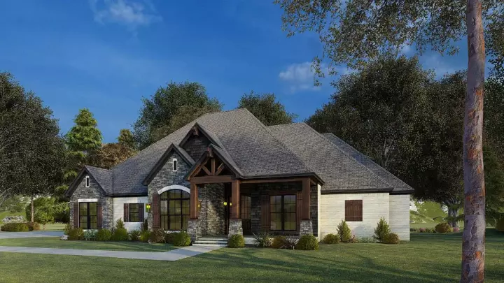 Mountain Rustic house plans 12-1556 - front exterior, 2,537 sq ft, 4 bed, 3 bath house plans | Monster House Plans
