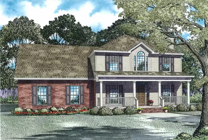 Country house plans 12-156 - front exterior, 1,841 sq ft, 3 bed, 2 bath house plans | Monster House Plans