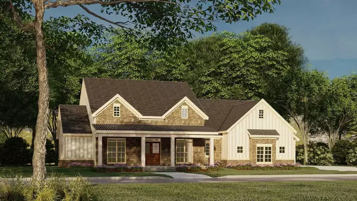 Modern Farmhouse house plans 12-1562 - front exterior, 2,120 sq ft, 3 bed, 2 bath house plans | Monster House Plans