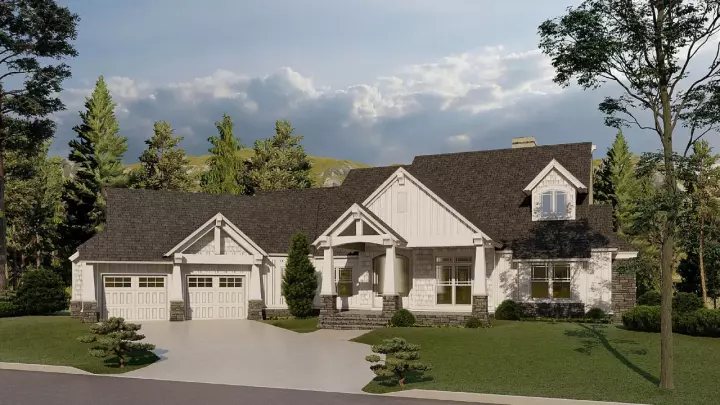 Craftsman house plans 12-1570 - front exterior, 4,736 sq ft, 5 bed, 5 bath house plans | Monster House Plans