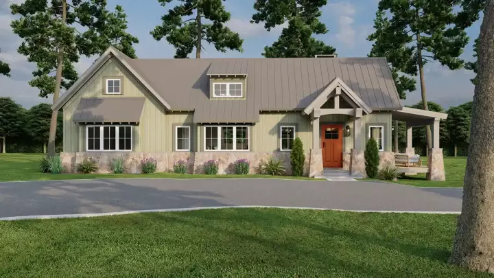 Country house plans 12-1573 - front exterior, 1,008 sq ft, 1 bed, 1 bath house plans | Monster House Plans
