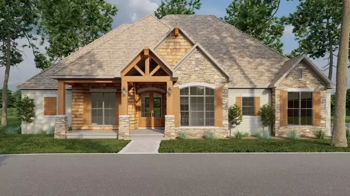 Craftsman house plans 12-1574 - front exterior, 2,253 sq ft, 3 bed, 2 bath house plans | Monster House Plans