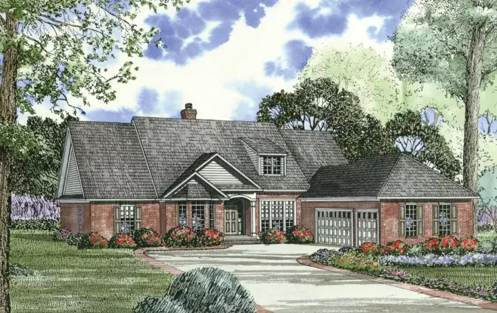 Traditional house plans 12-158 - front exterior, 3,077 sq ft, 5 bed, 4 bath house plans | Monster House Plans