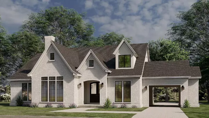 European house plans 12-1587 - front exterior, 3,121 sq ft, 3 bed, 2 bath house plans | Monster House Plans