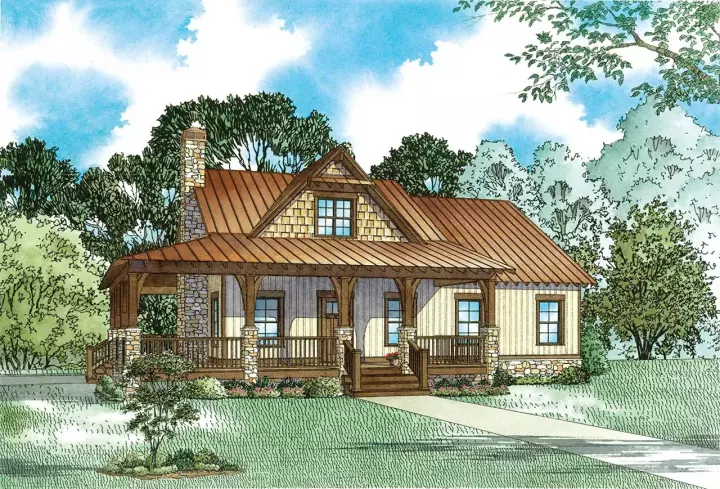 Country house plans 12-1605 - front exterior, 1,766 sq ft, 2 bed, 2 bath house plans | Monster House Plans