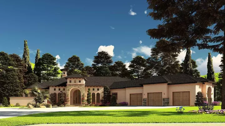 Mediterranean house plans 12-1614 - front exterior, 5,314 sq ft, 3 bed, 2 bath house plans | Monster House Plans