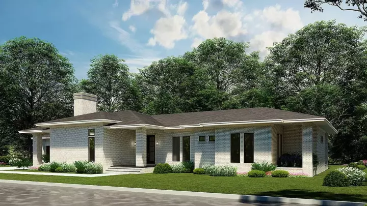 Prairie house plans 12-1615 - front exterior, 3,092 sq ft, 4 bed, 3 bath house plans | Monster House Plans