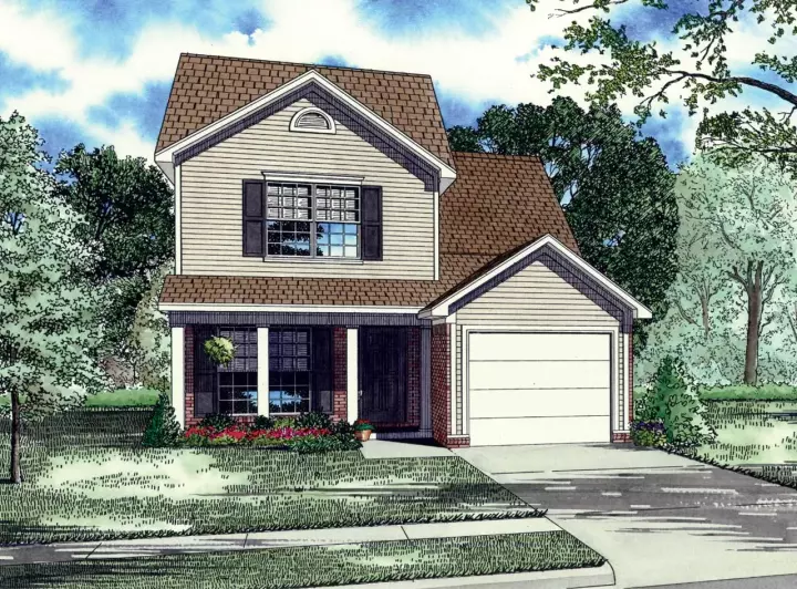 Traditional house plans 12-162 - front exterior, 1,251 sq ft, 3 bed, 2 bath house plans | Monster House Plans