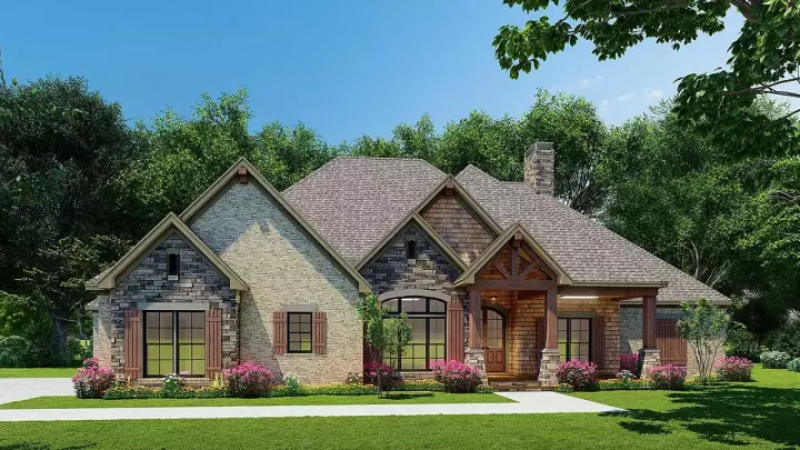 Craftsman house plans 12-1624 - front exterior, 2,767 sq ft, 4 bed, 4 bath house plans | Monster House Plans