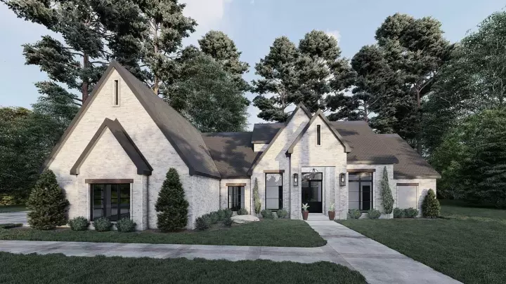 European house plans 12-1631 - front exterior, 2,383 sq ft, 3 bed, 3 bath house plans | Monster House Plans